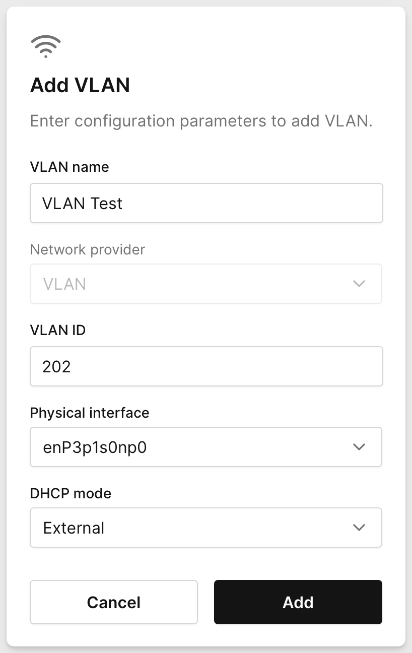 VLAN tagging config parameters