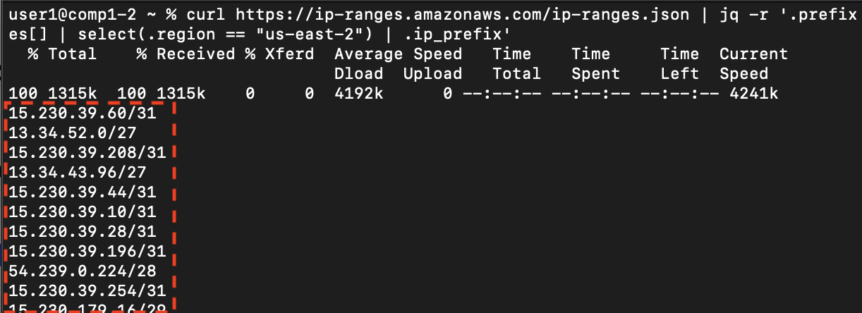 AWS us-east-2  IP addresses