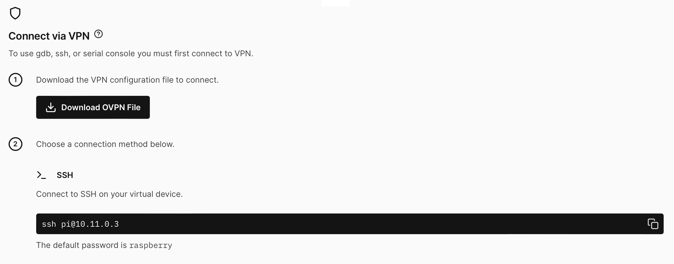 Connect to a Virtual Device via SSH