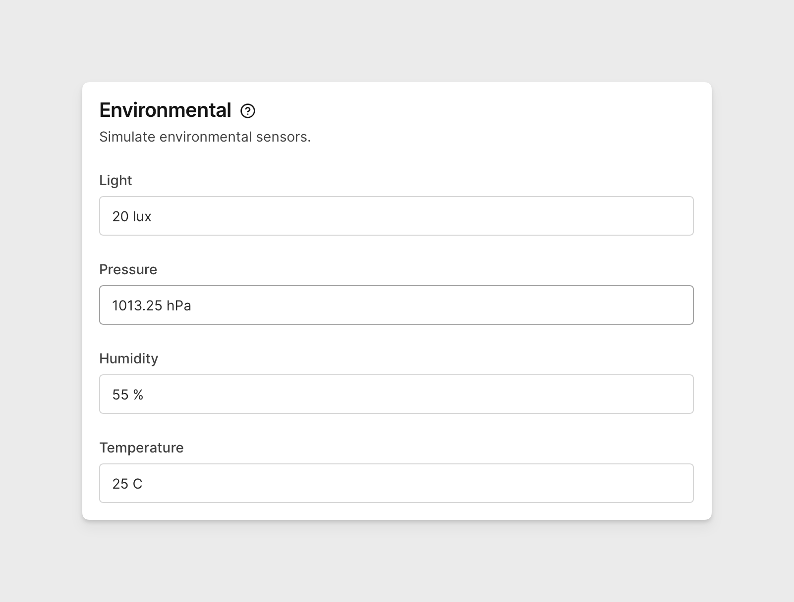 Environmental sensors on Android device