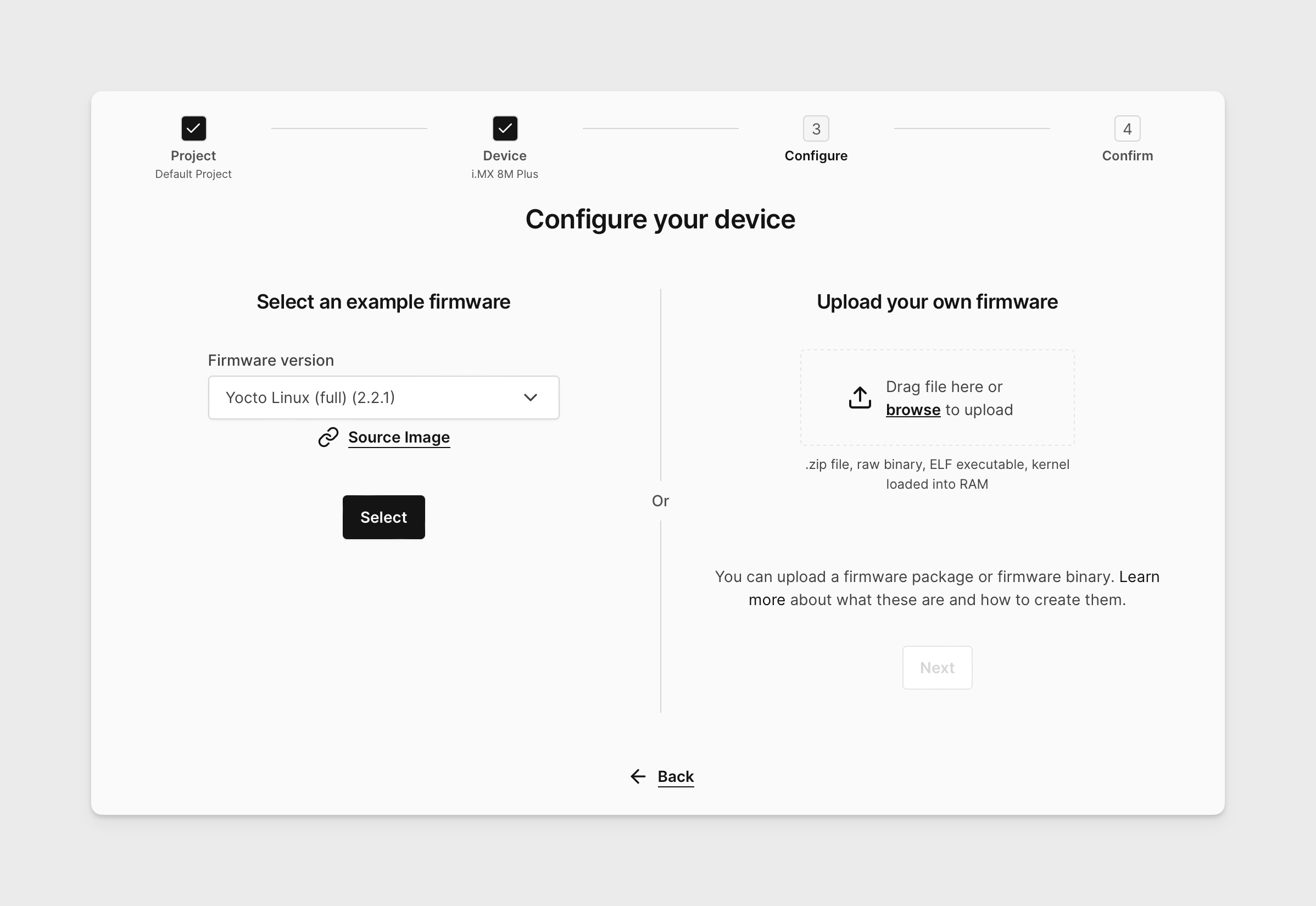 Select stock firmware Yocto Linux (2.2.0)