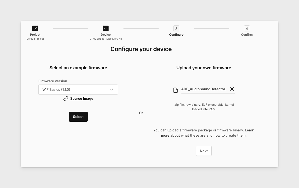 Upload firmware