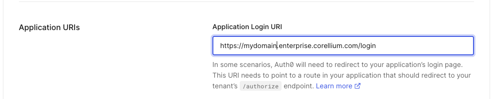 Set the Application Login URI