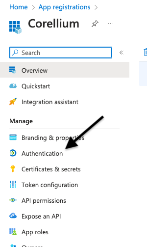 Go to the application&#39;s authentication
