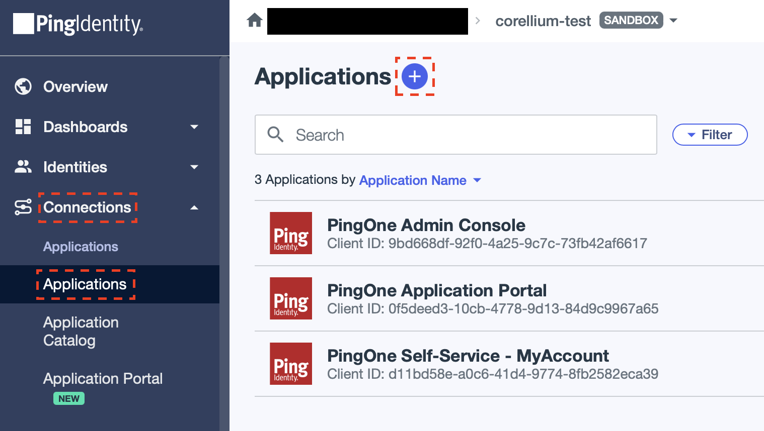Click create application