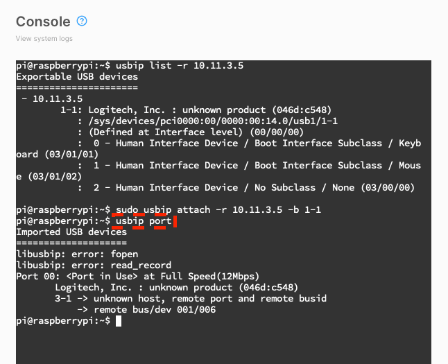 USBIP port on RPi4 Desktop