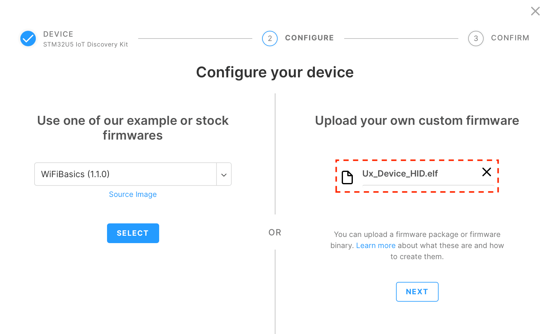 Upload joystick firmware